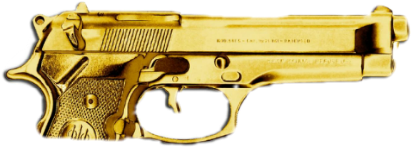 Golden Handgun Side View PNG Image