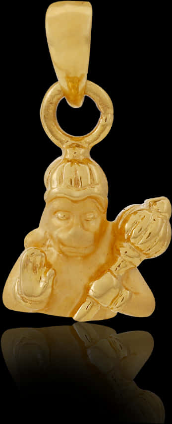 Golden Hanuman Pendant Design PNG Image