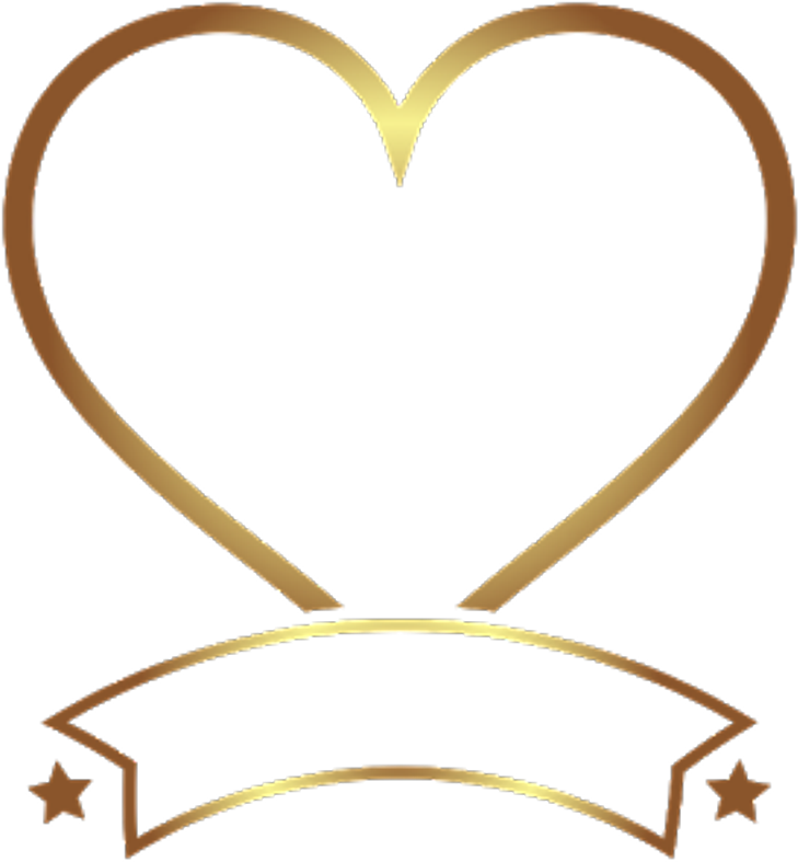 Golden Heart Banner Frame PNG Image