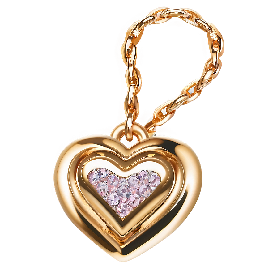 Golden Heart Charm Png Whh67 PNG Image