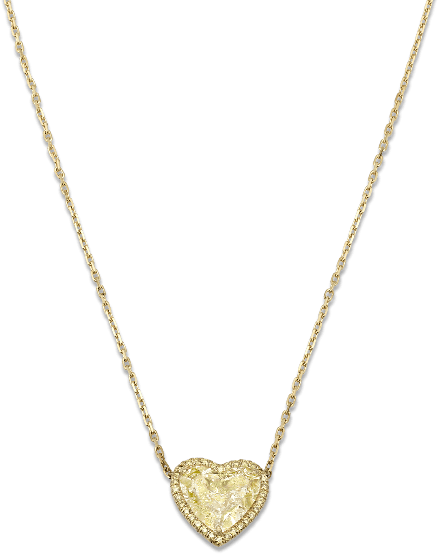 Golden Heart Diamond Necklace PNG Image