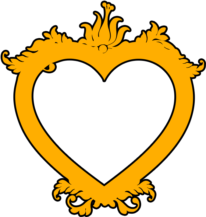 Golden Heart Frame Design PNG Image