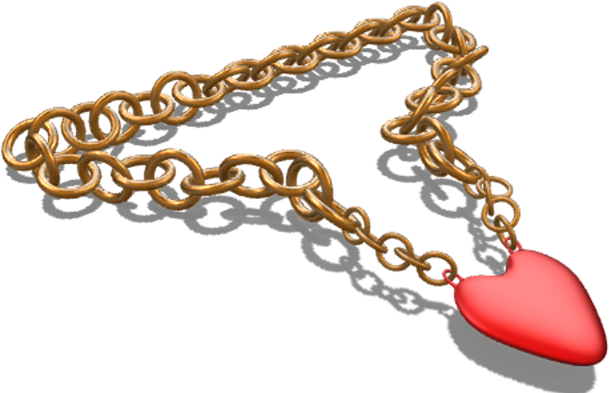 Golden Heart Pendant Chain PNG Image