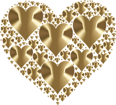 Golden Hearts Pattern PNG Image