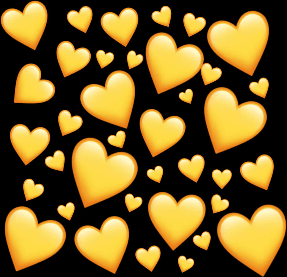 Golden_ Hearts_ Pattern PNG Image