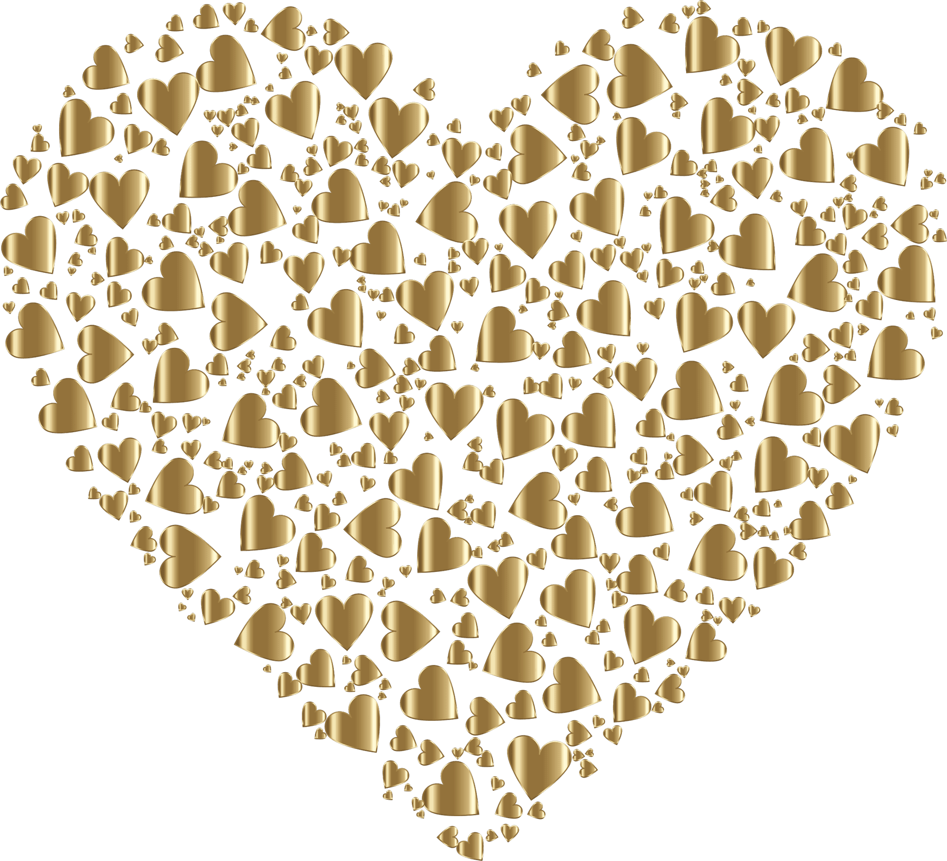 Golden Hearts Pattern Teal Background PNG Image