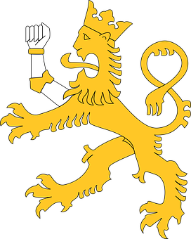 Golden_ Heraldic_ Lion_ Vector PNG Image