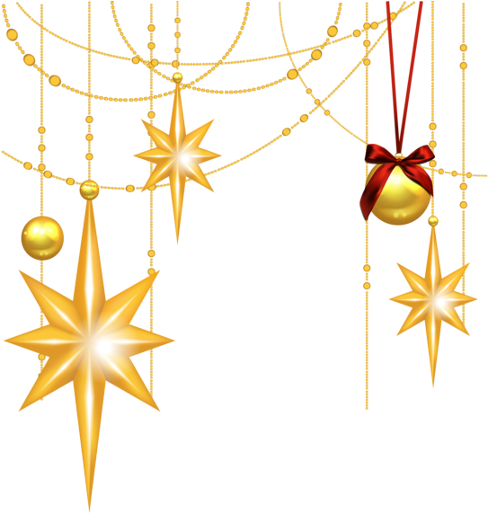 Golden Holiday Decoration Elements PNG Image