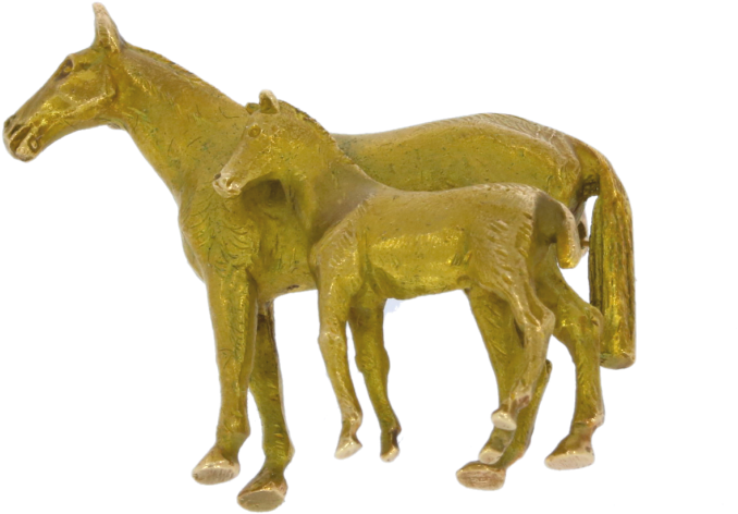 Golden Horseand Foal Sculpture PNG Image