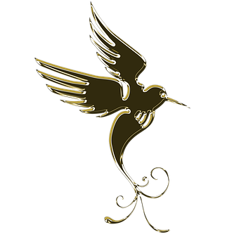 Golden Hummingbird Artwork PNG Image