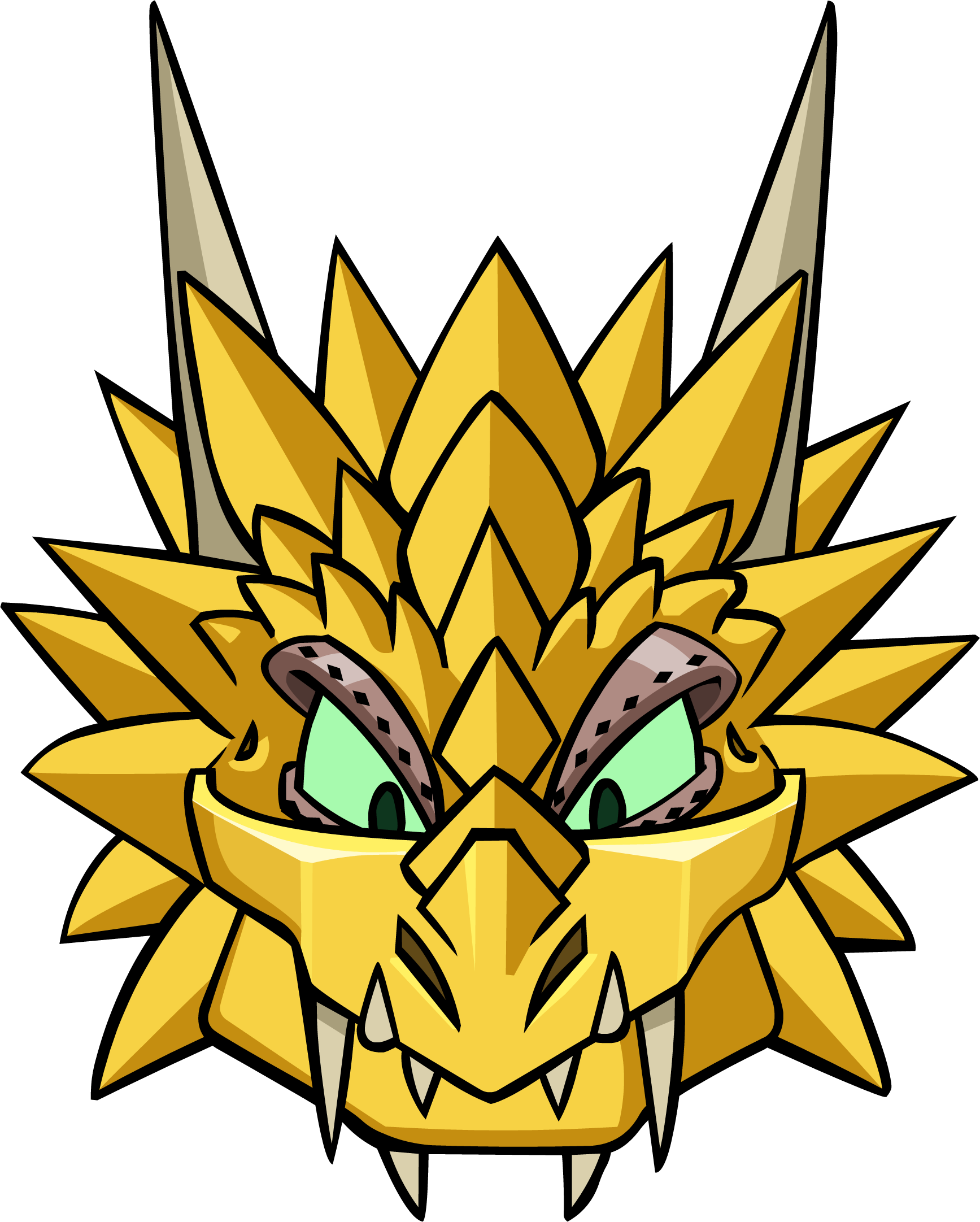 Golden Hydra Head_ Cartoon Illustration.png PNG Image