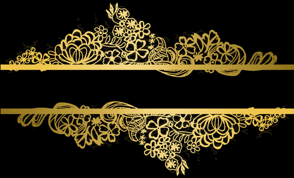 Golden Lace Designon Black Background PNG Image