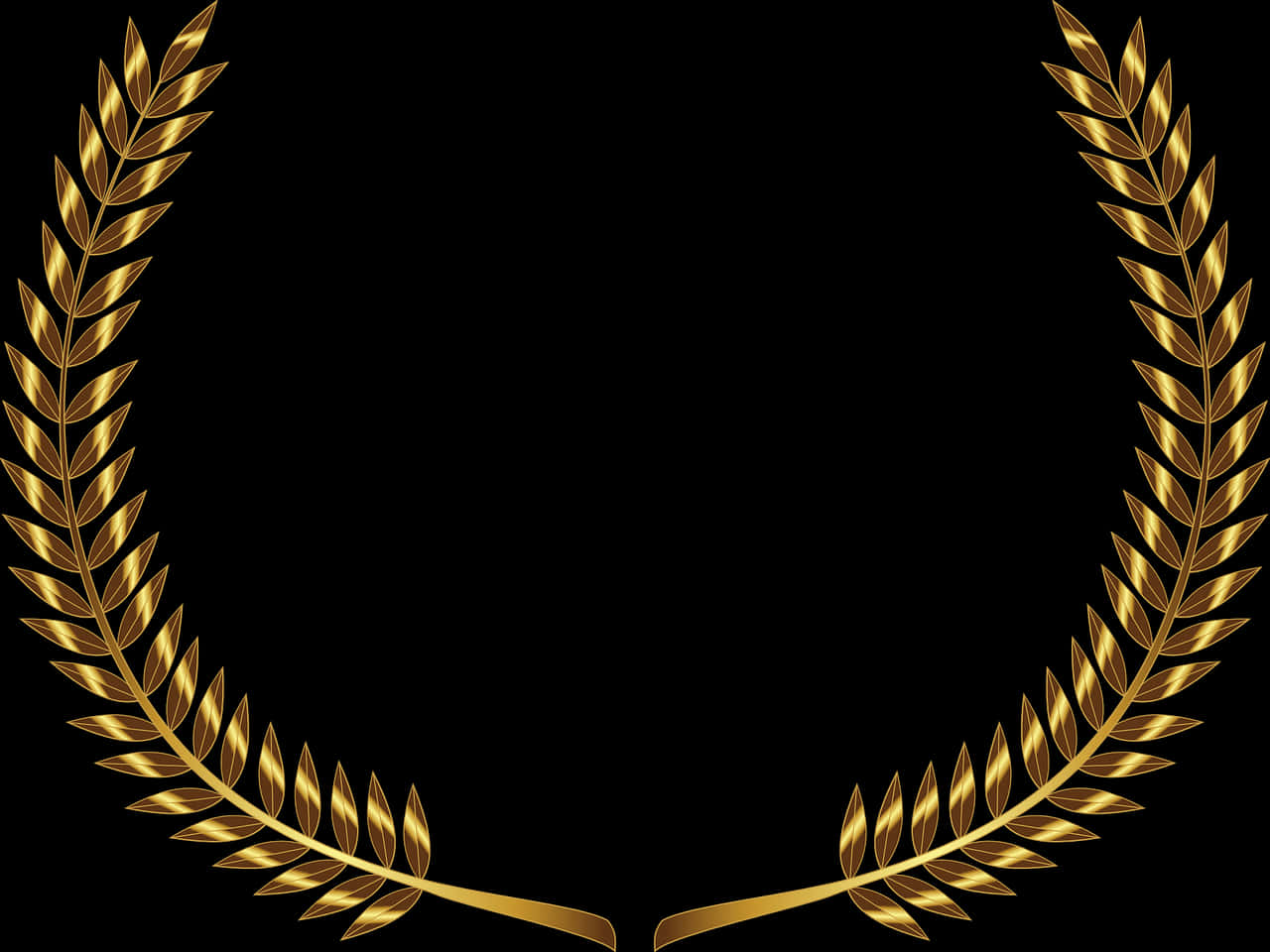 Golden Laurel Wreath Design PNG Image