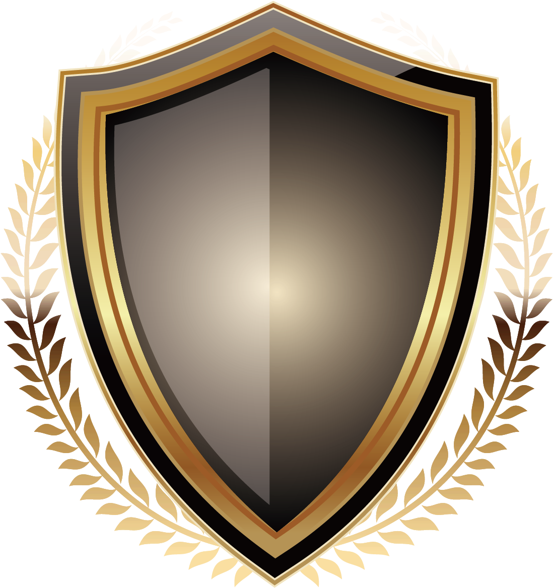 Golden Laurel Wreath Shield PNG Image