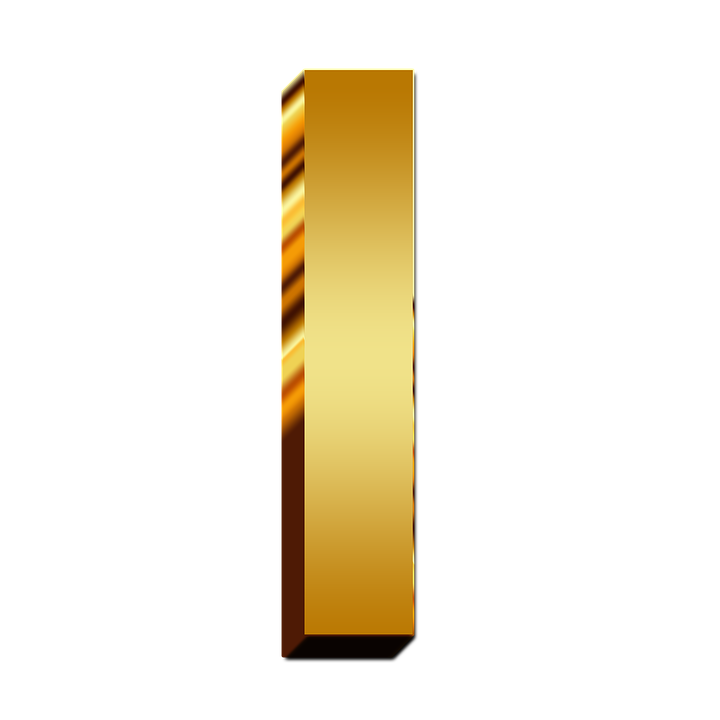 Golden Letter I3 D Rendering PNG Image