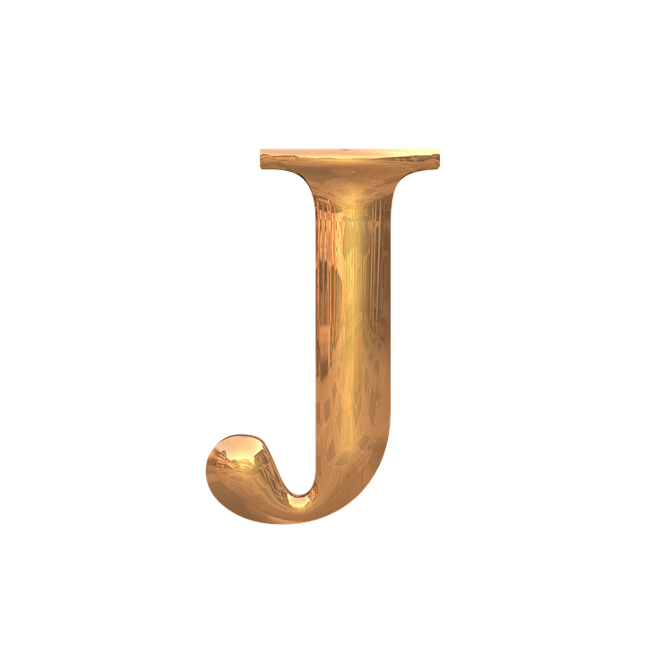 Golden Letter J3 D Rendering PNG Image