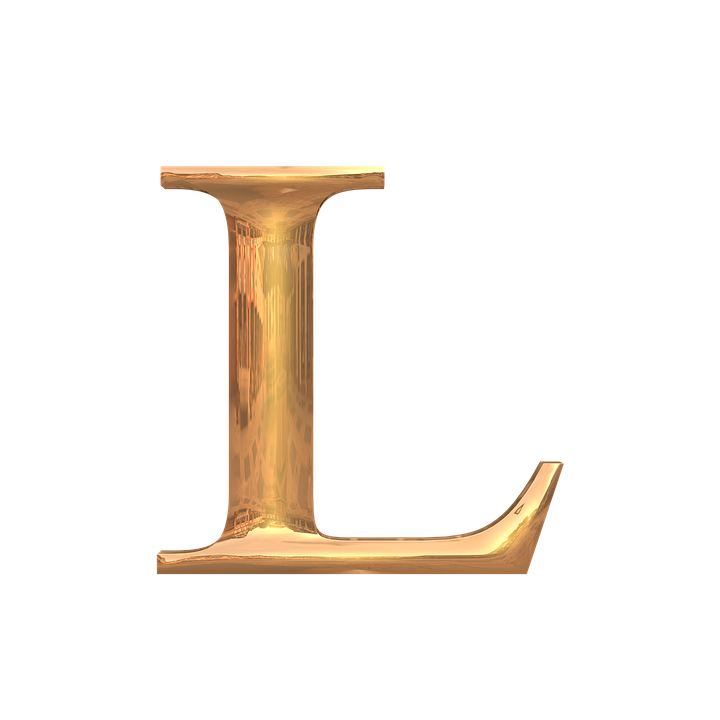 Golden Letter L3 D Rendering PNG Image