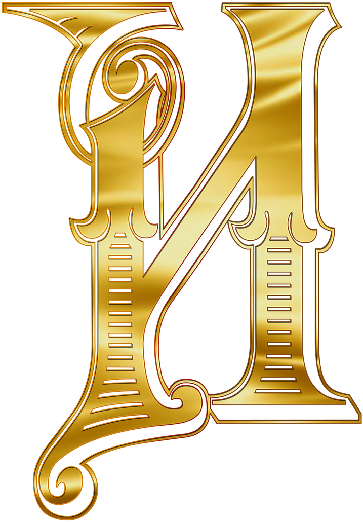 Golden Letter M Design PNG Image