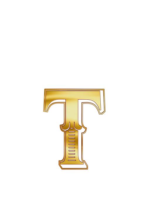 Golden Letter T Design PNG Image