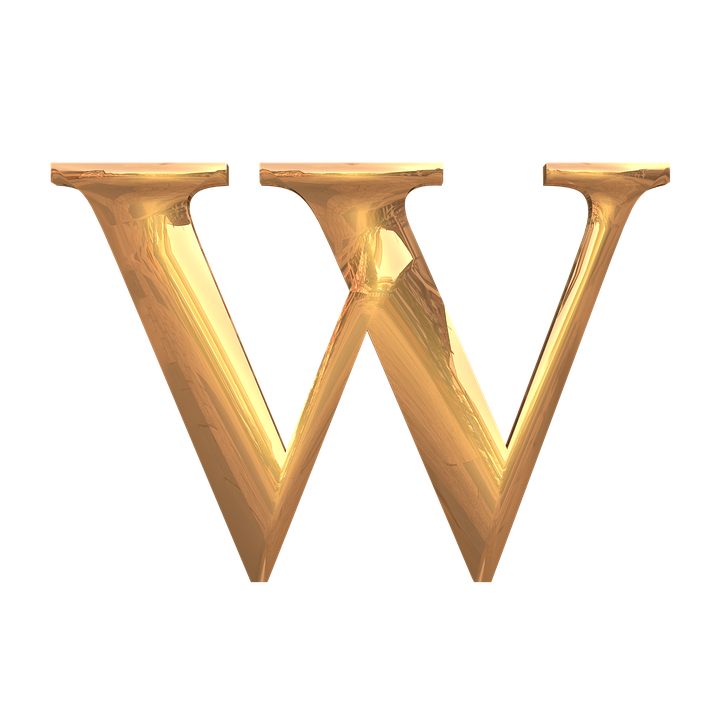 Golden Letter W3 D Rendering PNG Image