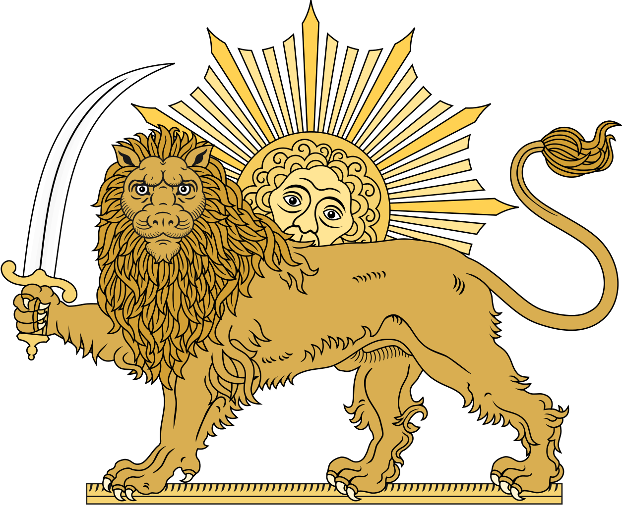 Golden Lion Sun Symbol Illustration PNG Image