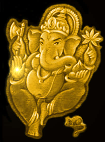 Golden Lord Ganesh Artwork PNG Image