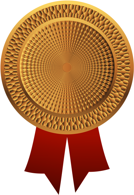 Golden Medalwith Red Ribbon PNG Image