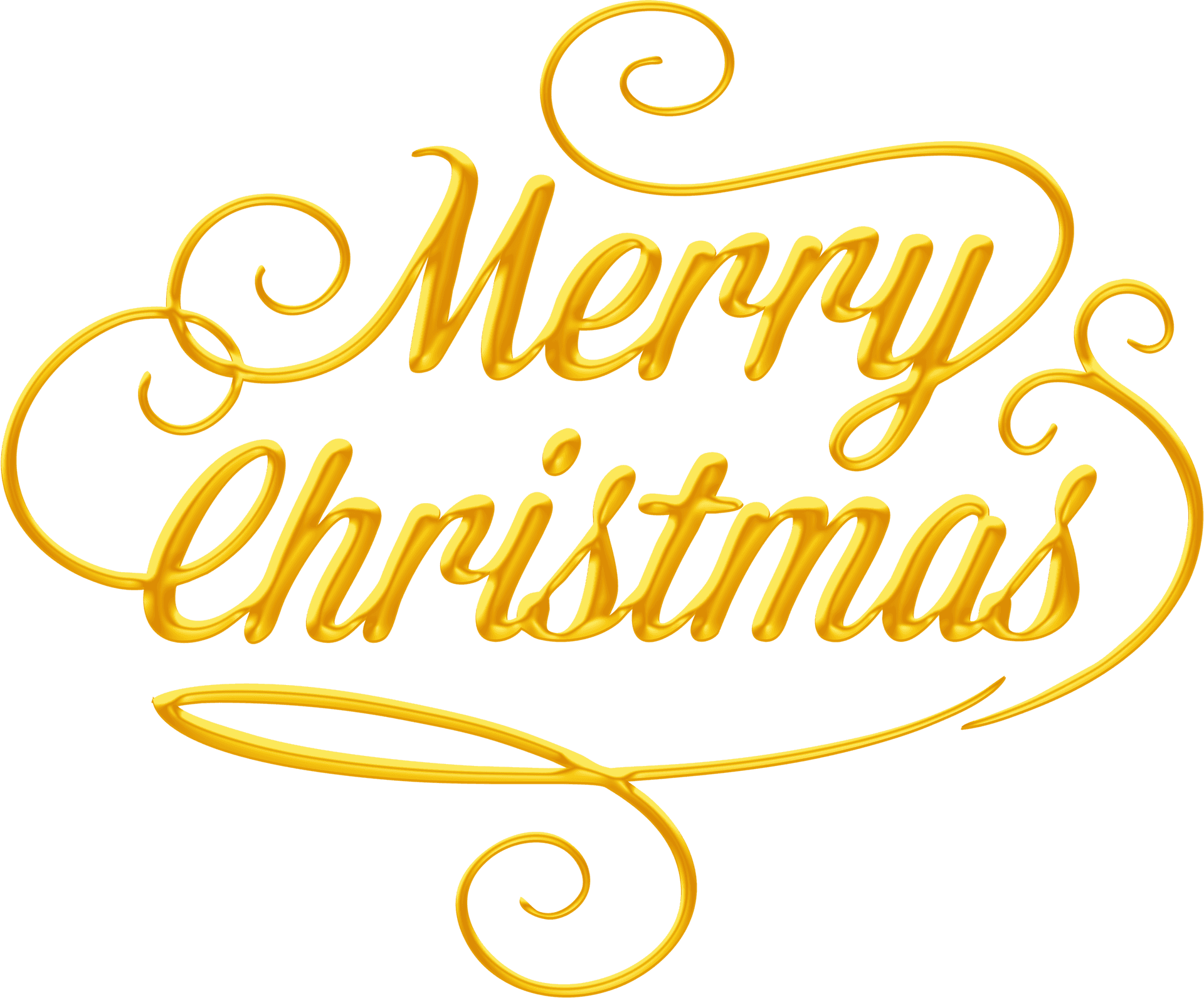 Golden Merry Christmas Text PNG Image