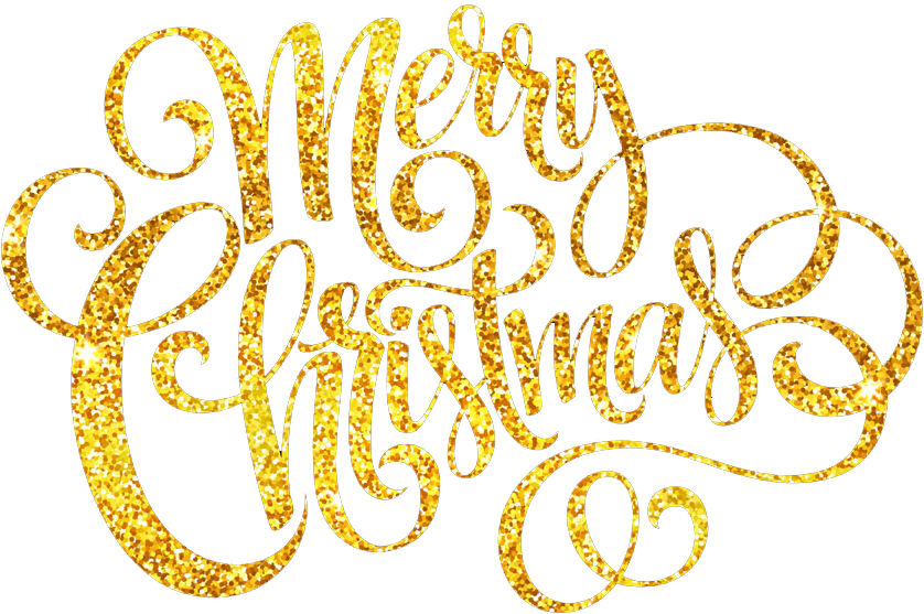 Golden Merry Christmas Text PNG Image