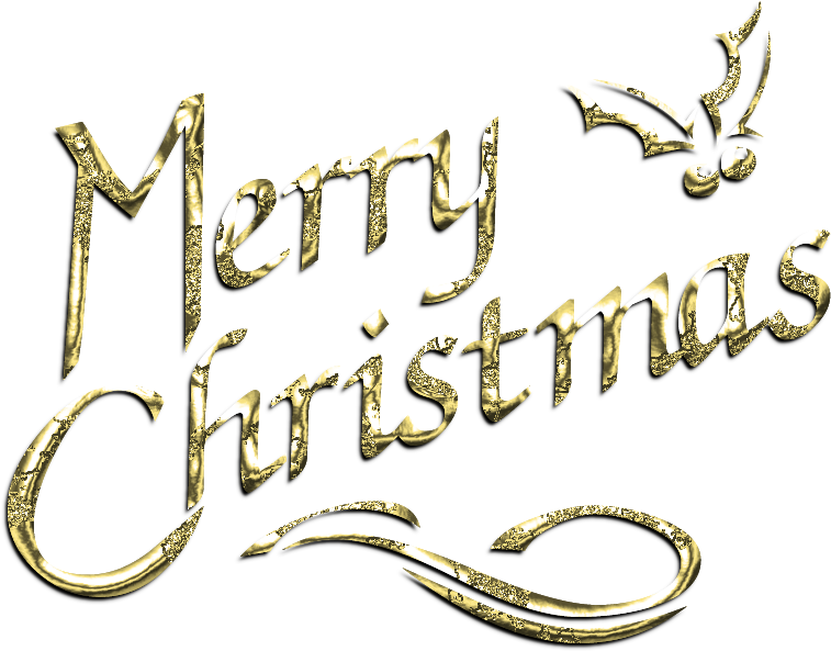 Golden Merry Christmas Text PNG Image