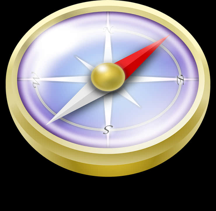 Golden Navigational Compass PNG Image