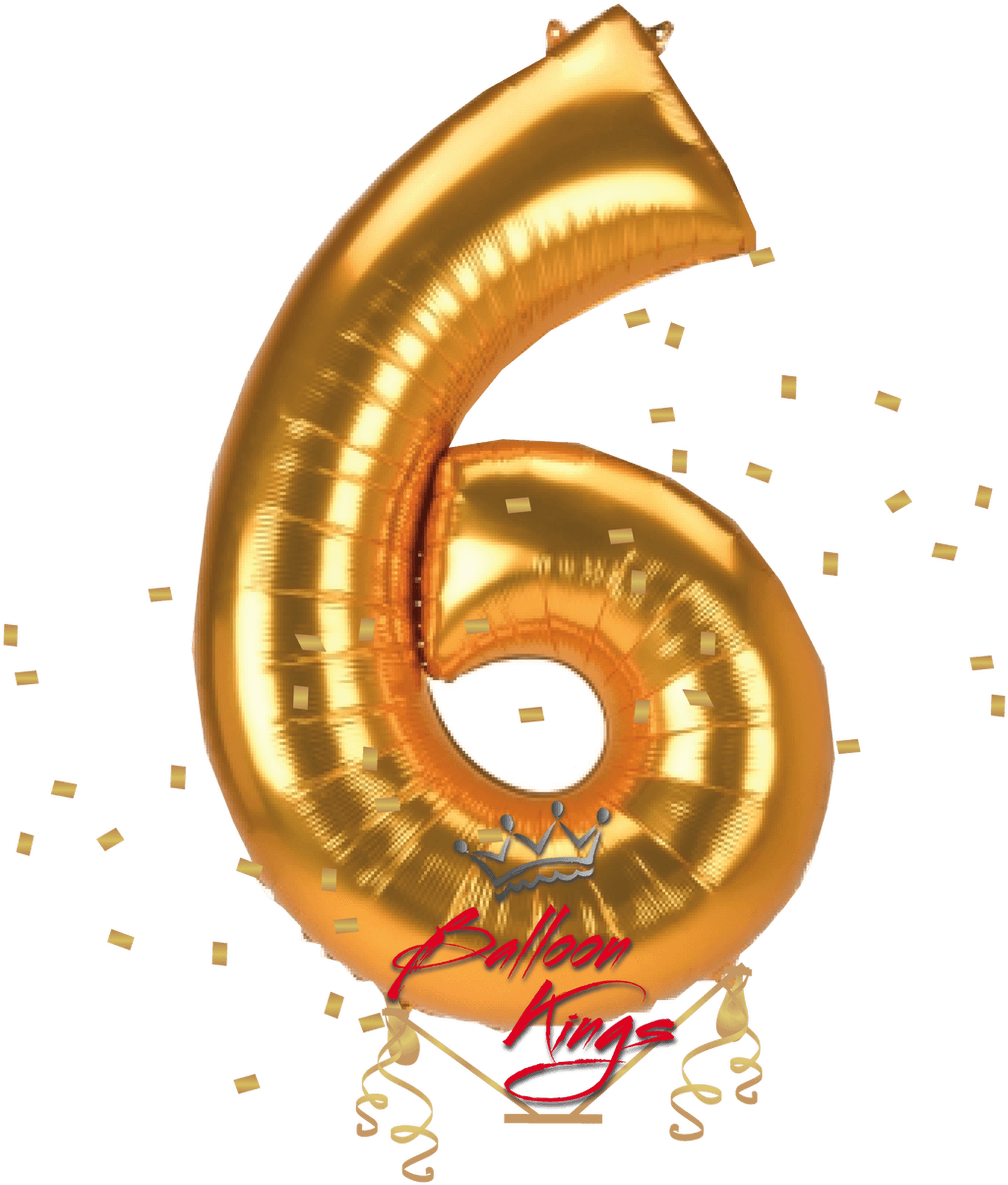 Golden Number Six Balloon PNG Image