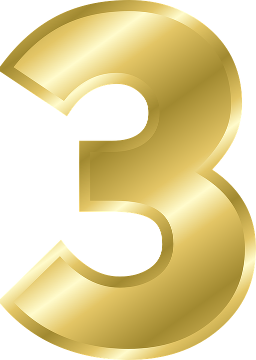 Golden Number Three Graphic PNG Image