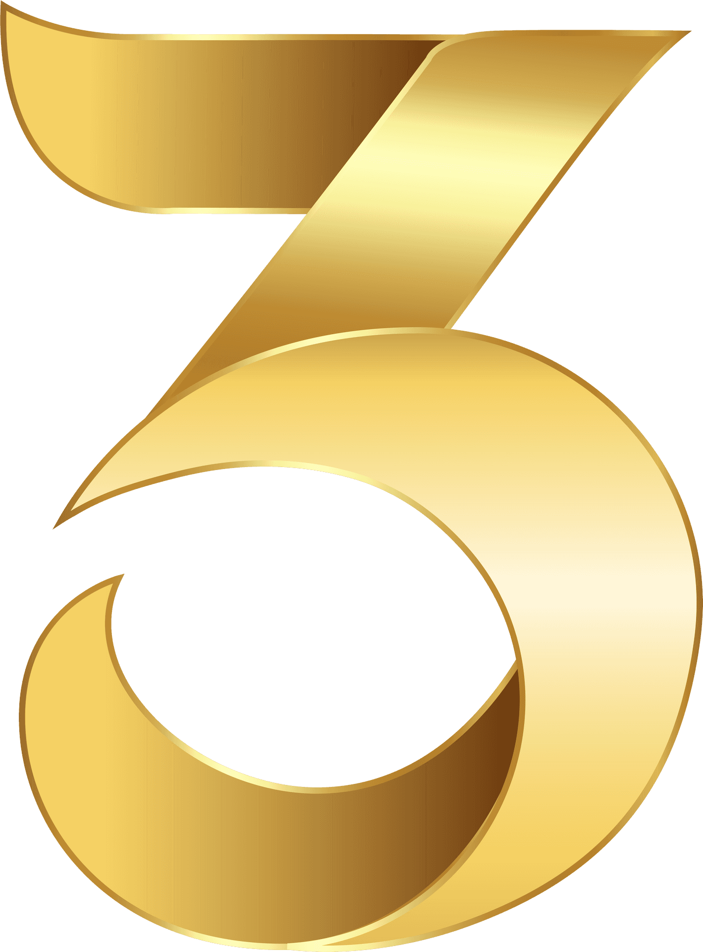 Golden Number Three Graphic PNG Image