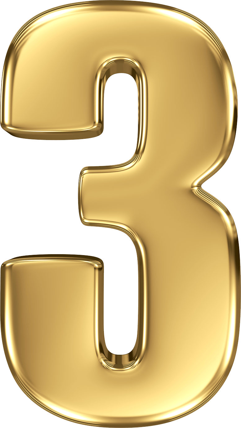 Golden Number Three3 D Rendering PNG Image