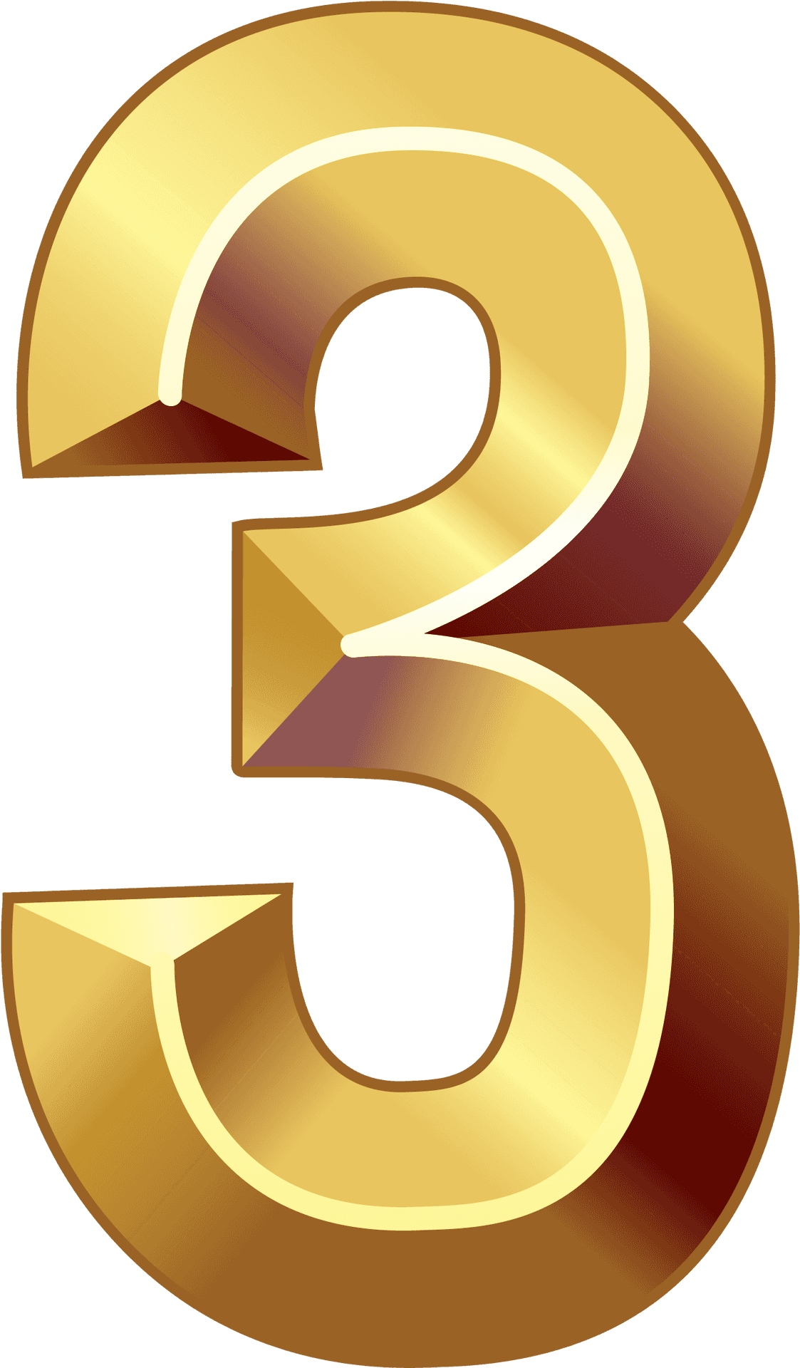 Golden Number3 Illustration PNG Image