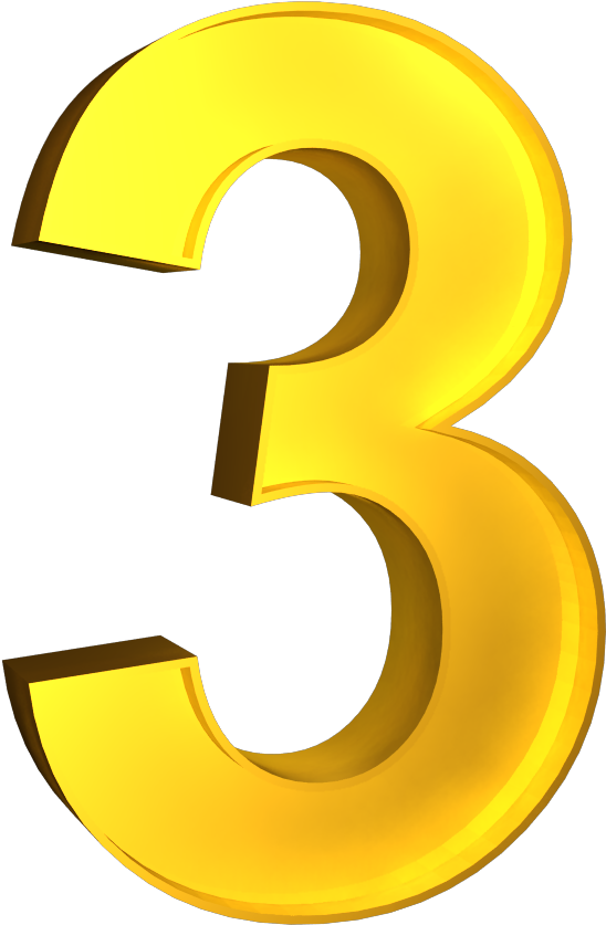 Golden Number3 PNG Image