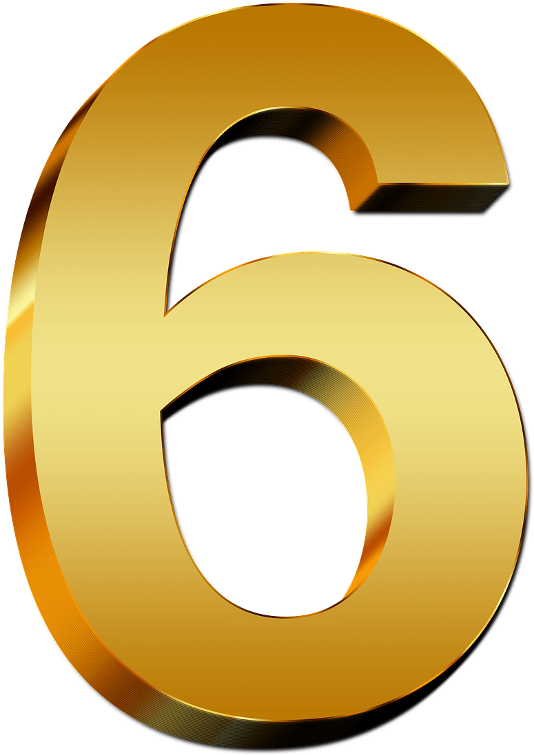 Golden Number6 Graphic PNG Image