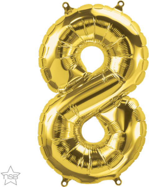 Golden Number8 Balloon PNG Image