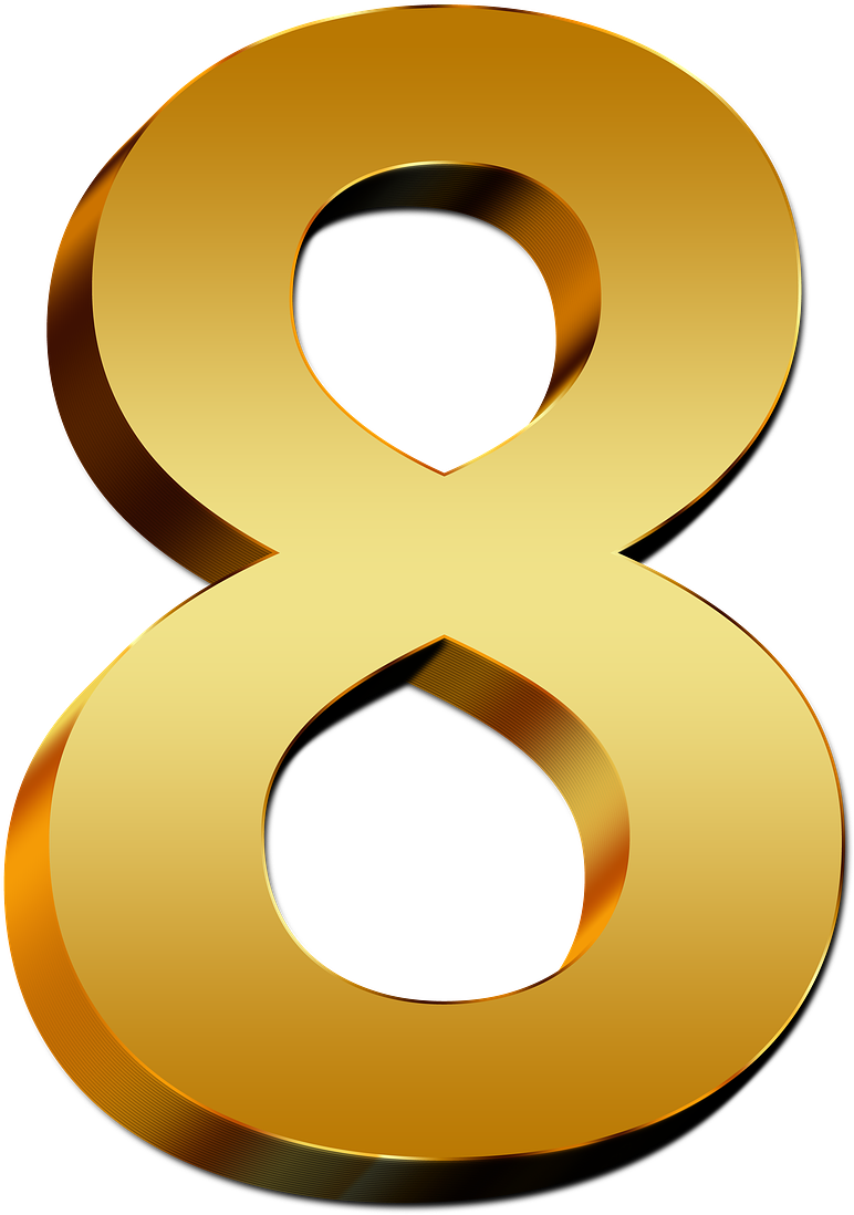 Golden Number8 Graphic PNG Image