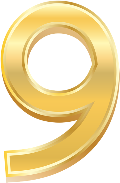 Golden Number9 Graphic PNG Image