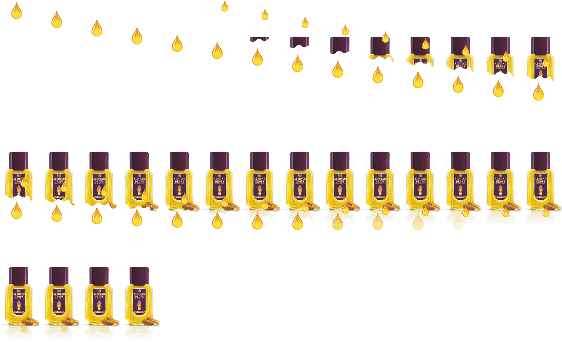 Golden Oil Bottles Pattern PNG Image