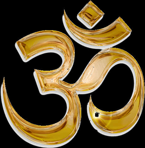 Golden Om Symbol Artistic Design PNG Image