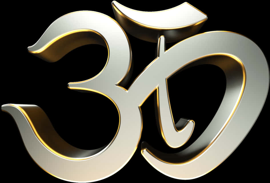 Golden Om Symbol Black Background PNG Image