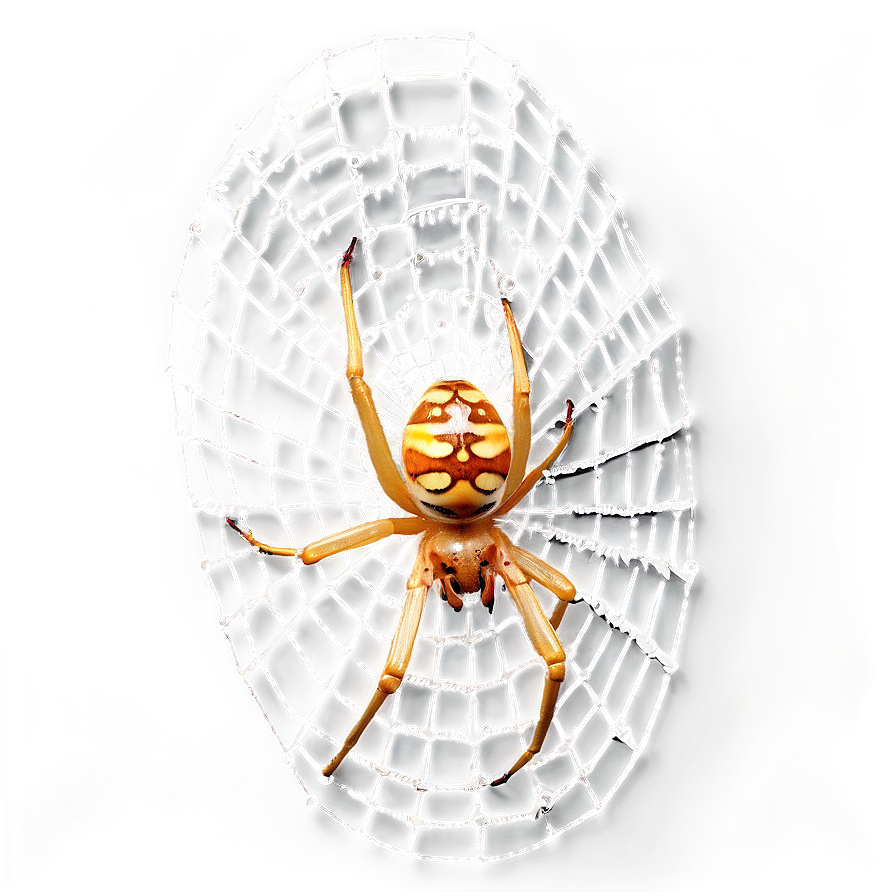 Golden Orb Spideron Web PNG Image