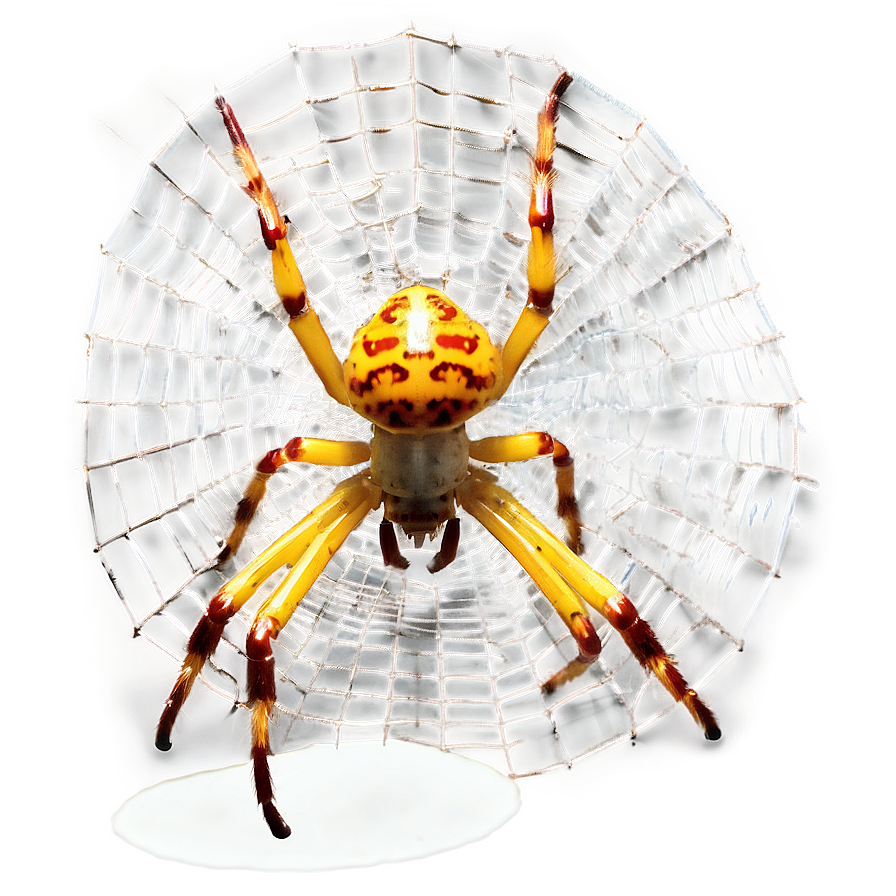 Golden Orb Spideron Web PNG Image