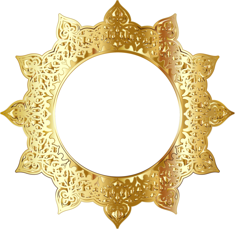 Golden Ornate Circle Frame PNG Image