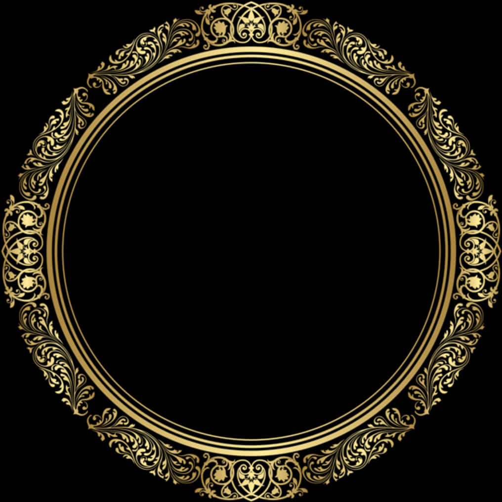 Golden Ornate Frame Circle PNG Image