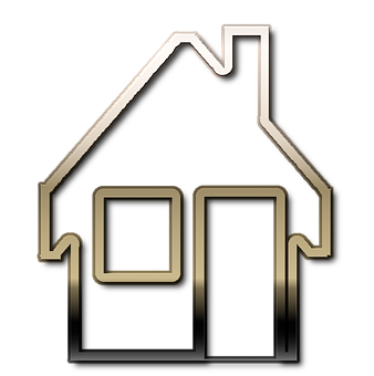 Golden Outline House Icon PNG Image