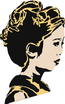 Golden Outlined Profile Art PNG Image